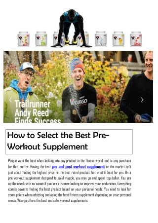 How to Select the Best Pre-Workout Supplement