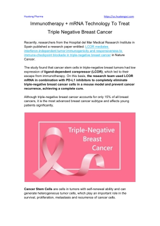 Immunotherapy   mRNA Technology To Treat Triple Negative Breast Cancer