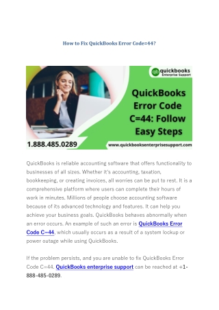 How to Fix QuickBooks Error Code 44