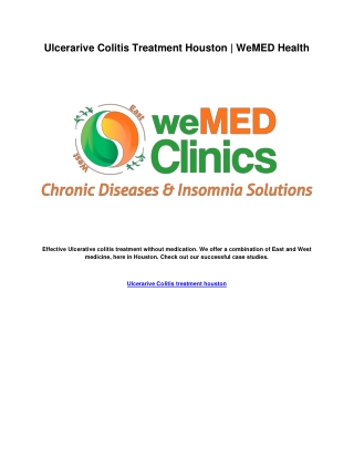 Ulcerarive Colitis Treatment Houston WeMED Health