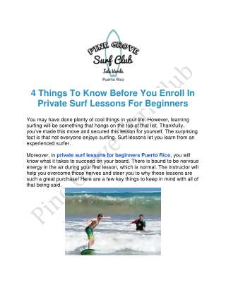 Enroll in Private Surf Lessons For Beginners in Puerto Rico
