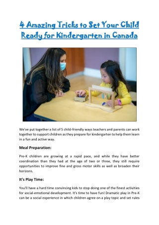 4 Amazing Tricks to Set Your Child Ready for Kindergarten in Canada
