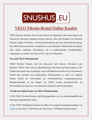 VELO Nikotin-Beutel Online Kaufen