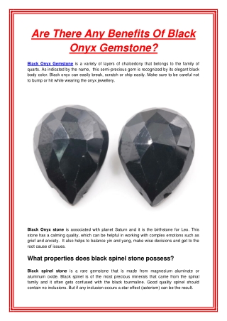 Are There Any Benefits Of Black Onyx Gemstone