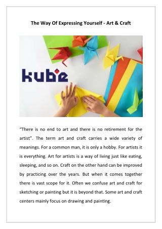 The Way Of Expressing Yourself - Art & Craft