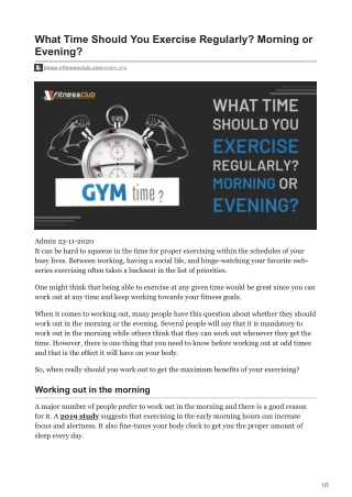 What Time Should You Exercise Regularly Morning or Evening