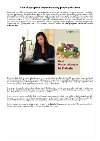 Role of a property lawyer in solving property disputes