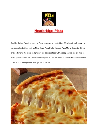 Heathridge Pizza Takeaway Menu, WA - $5 off