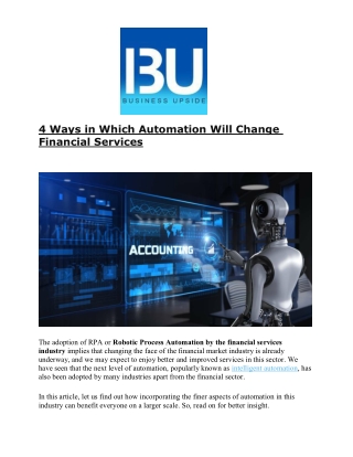 4 Ways in Which Automation Will Change Financial Services