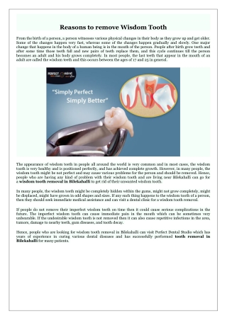 Reasons to remove Wisdom Tooth