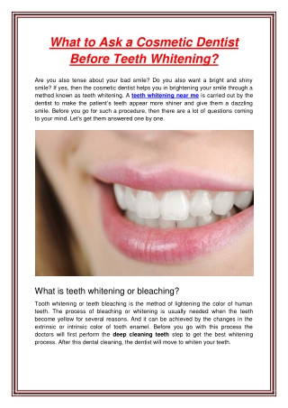 What to Ask a Cosmetic Dentist Before Teeth Whitening