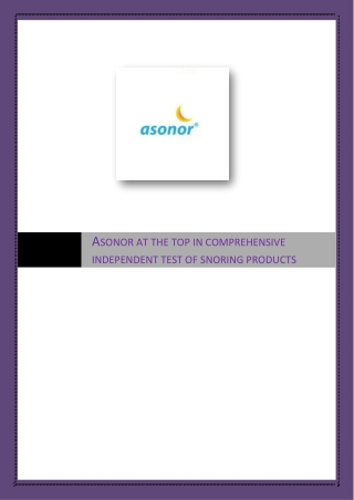 Asonor at the top in comprehensive independent test of snoring products