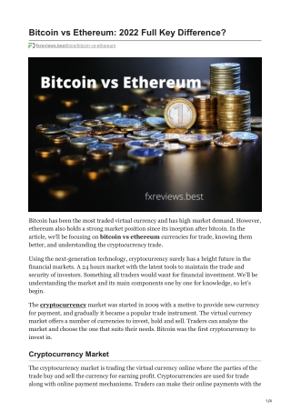 fxreviews.best-Bitcoin vs Ethereum 2022 Full Key Difference