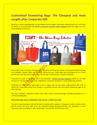 Customized Drawstring Bags: The Cheapest and most sought-after Corporate Gift