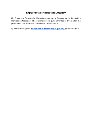 Experiential Marketing Agency