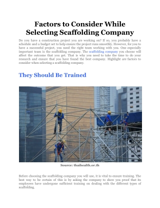 Factors to Consider While Selecting Scaffolding Company