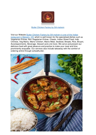 $5 off - Butter Chicken Factory by SA malvern Takeaway,VIC