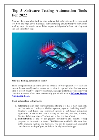 Top 5 Software Testing Automation Tools For
