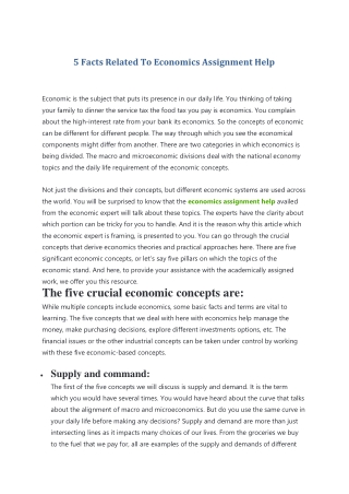 5 Facts Related To Economics Assignment Help