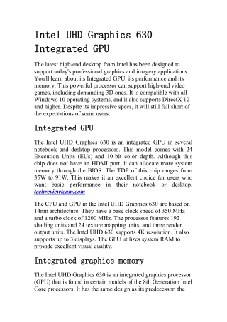 Intel UHD Graphics 630 Integrated GPU