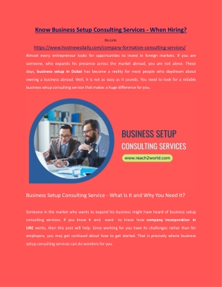 Know Business Setup Consulting Services - When Hiring