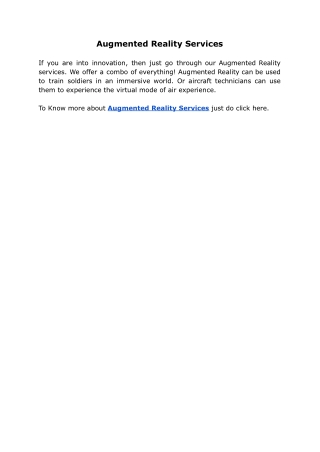 Augmented Reality Services
