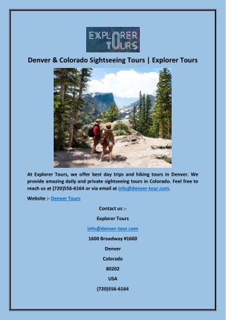Denver & Colorado Sightseeing Tours | Explorer Tours
