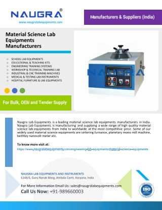 Material Science Lab Equipments Manufacturers