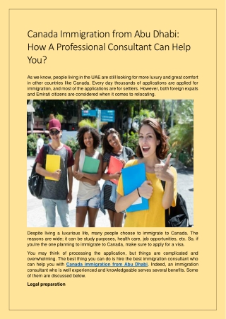 Canada Immigration from Abu Dhabi: How A Professional Consultant Can Help You?