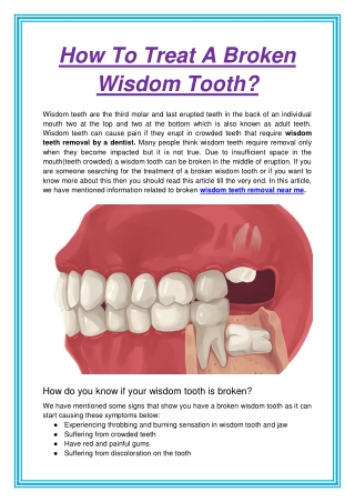 How To Treat A Broken Wisdom Tooth