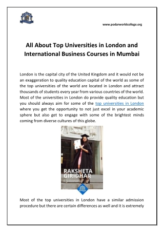 All About Top Universities in London and International Business Courses in Mumbai