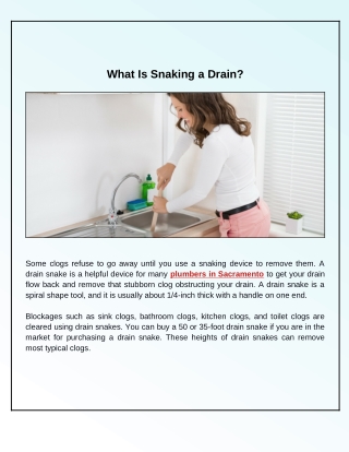 What Is Snaking a Drain?