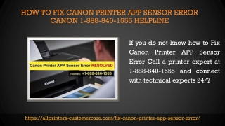 How to Fix Canon Printer APP Sensor Error 1-888-840-1555 Canon Helpline