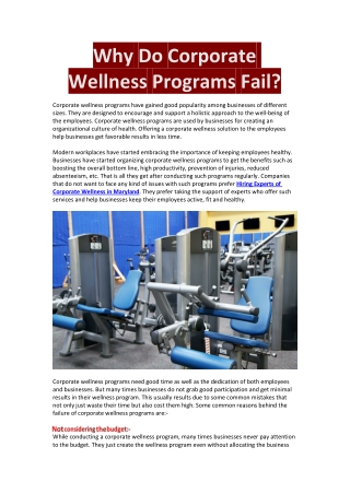 Corporate Wellness Programs Fail