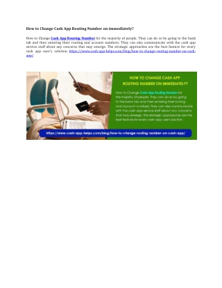 How to Change Cash App Routing Number on immediately?