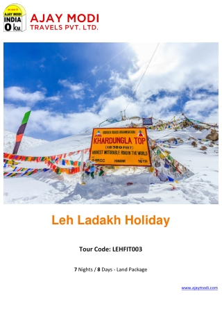 Leh Ladakh Holiday Packages with Ajay Modi Travels