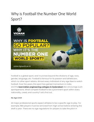 Why is Football the Number One World Sport