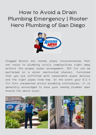 How to Avoid a Drain Plumbing Emergency | Rooter Hero Plumbing of San Diego