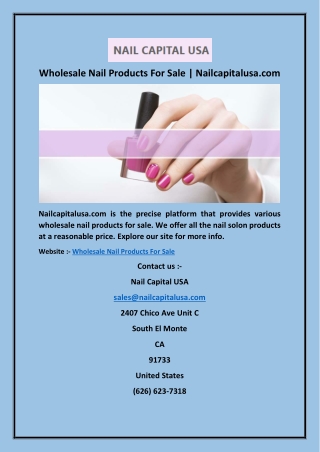 Wholesale Nail Products For Sale | Nailcapitalusa.com