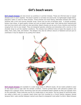 Girl’s beach wears