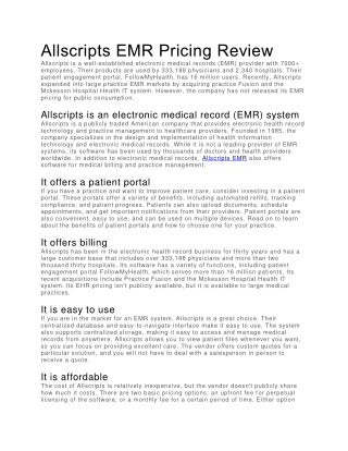 Allscripts EMR Pricing Review