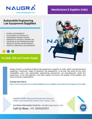 Automobile Engineering Lab Equipments Suppliers