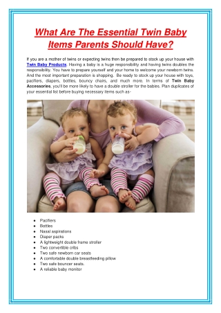 What Are The Essential Twin Baby Items Parents Should Have