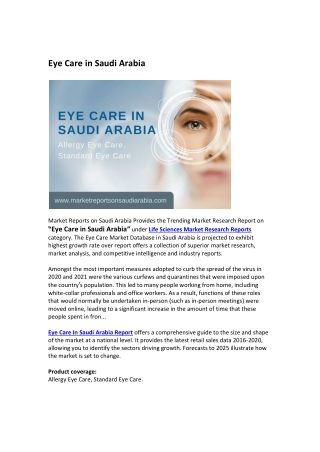 Saudi Arabia Eye Care Market Opportunity and Forecast 2026