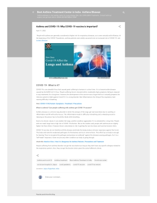 Asthma and COVID-19 Why COVID-19 vaccine is important