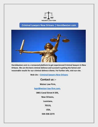 Criminal Lawyers New Orleans | Haroldweiser.com