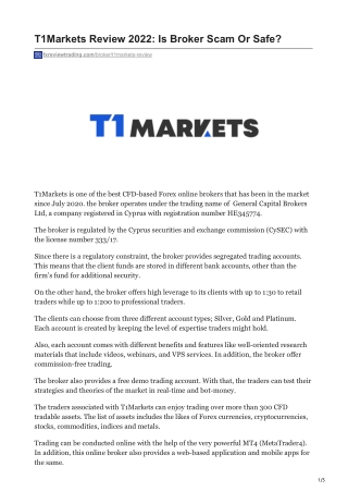 fxreviewtrading.com-T1Markets Review 2022 Is Broker Scam Or Safe