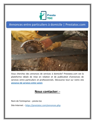 Annonces entre particuliers à domicile | Prestatoc.com
