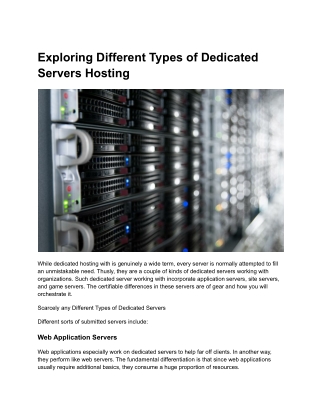 Exploring Different Types of Dedicated Servers Hosting