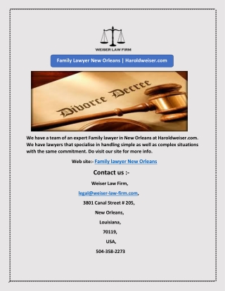 Family Lawyer New Orleans | Haroldweiser.com